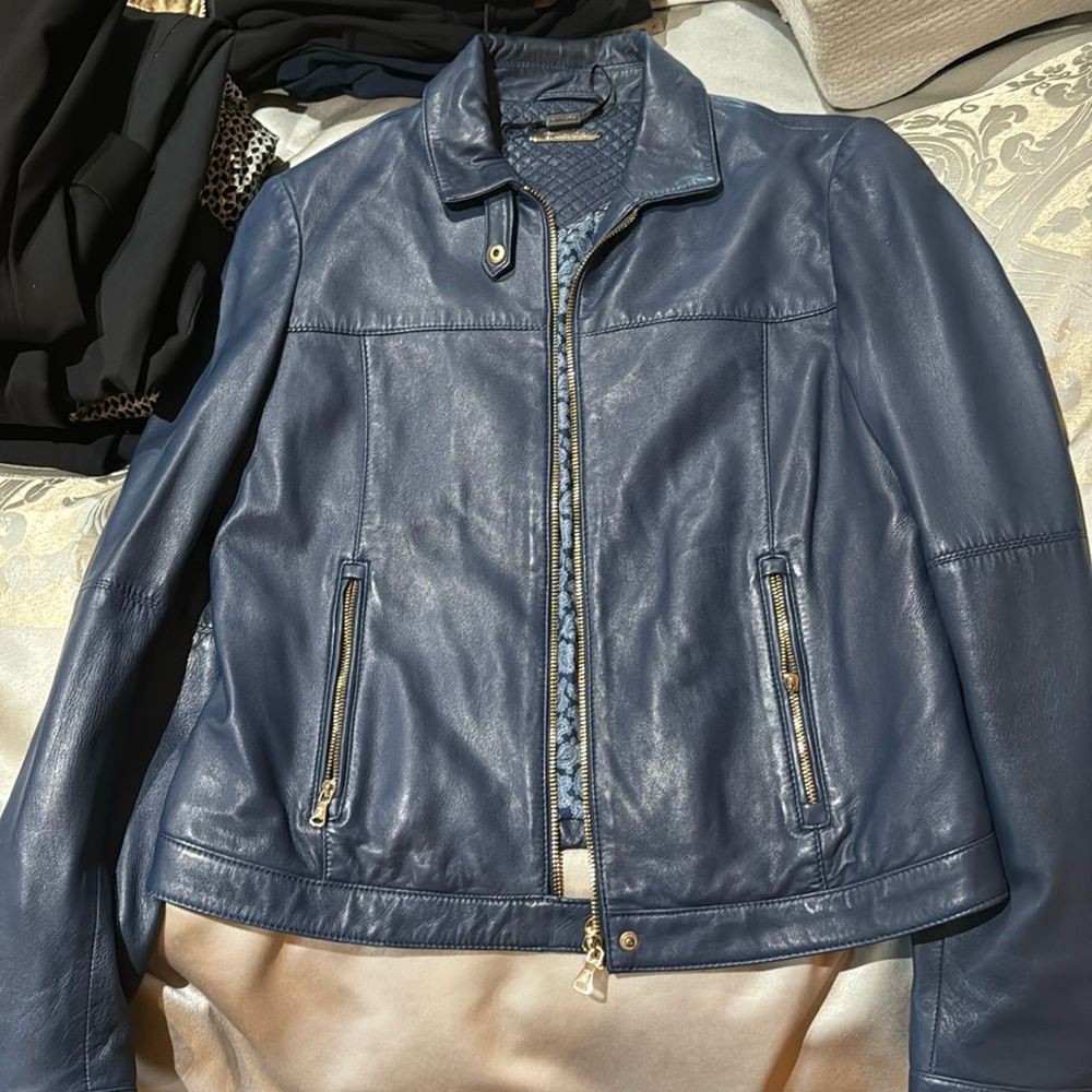 Blue leather jacket from Paris!